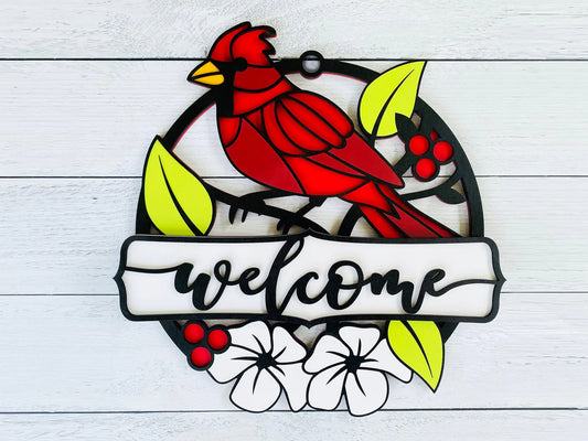 Cardinal Welcome Door Sign