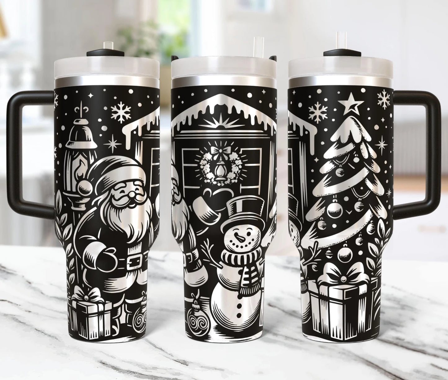 Santa Snowman Tree 40oz Tumbler
